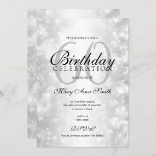 Silver Any Age Birthday Party Shimmer Lights Invitation