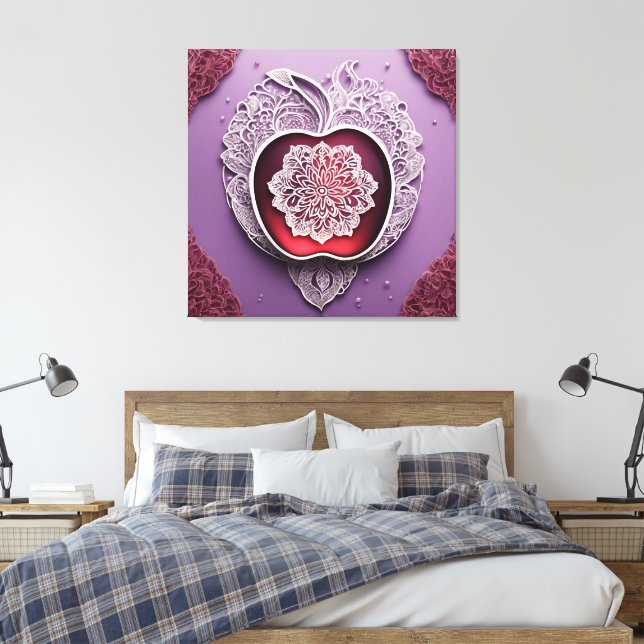 Silver Apple Lace AI art  Canvas Print (Insitu(Bedroom))