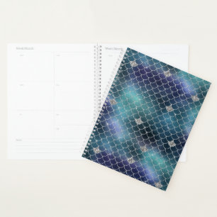 Silver Aqua Blue Mermaid Planner