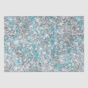 Silver Aqua Glam Glitter Tissue Paper