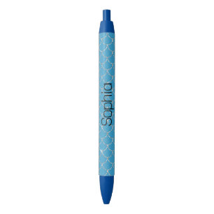 Silver Aqua Mermaid  Black Ink Pen