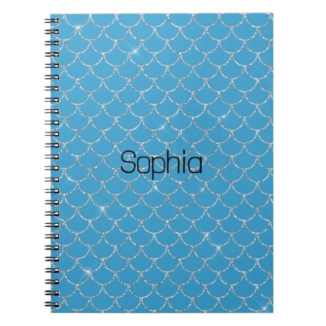 Silver Aqua Mermaid  Notebook (Front)