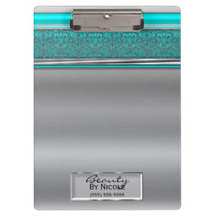 Silver Aqua Shine Elegant Chic Glam Personalised Clipboard