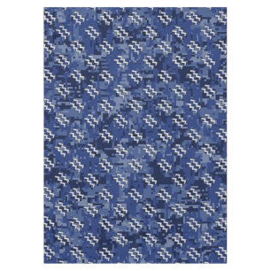 Silver Aquarius Zodiac Sign Navy Blue Digital Camo Tablecloth