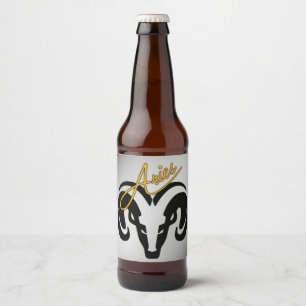 Silver Aries the Ram Zodiac Beer Bottle Label