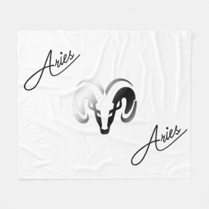 Silver Aries the Ram Zodiac Fleece Blanket