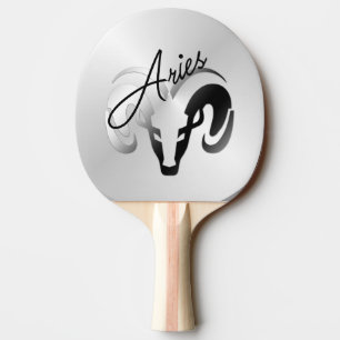 Silver Aries the Ram Zodiac Ping Pong Paddle