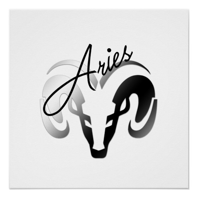 Silver Aries the Ram Zodiac Poster (Front)