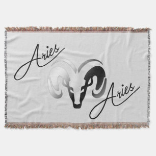 Silver Aries the Ram Zodiac Throw Blanket