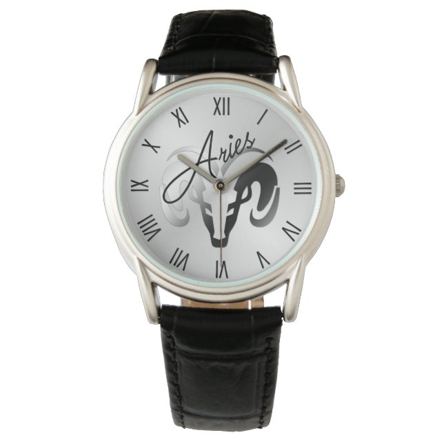 Silver Aries the Ram Zodiac Watch (Front)