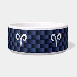 Silver Aries Zodiac Sign Navy Carbon Fibre Style
