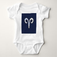 Silver Aries Zodiac Sign Navy Carbon Fibre Style