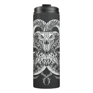Silver Art Deco Cobra Ornamental Line Art Graphi Thermal Tumbler