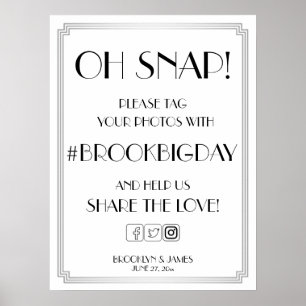 Silver Art Deco Gatsby Hashtag Sign 18x24