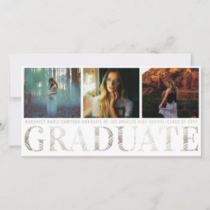 Silver Art Deco Pattern Graduation Photo Announcement