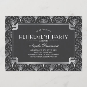 Silver Art Deco Retirement Party Invitation