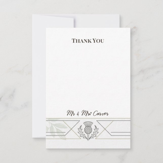 Silver Art Deco Wedding Thank You Card (Front)