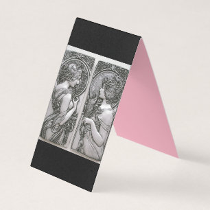 Silver ,Art nouveau ,design, females,Mucha,beautif Business Card