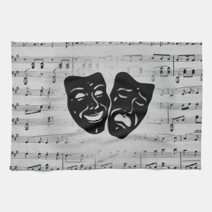 Silver Art Unites Theater Masks Tea Towel