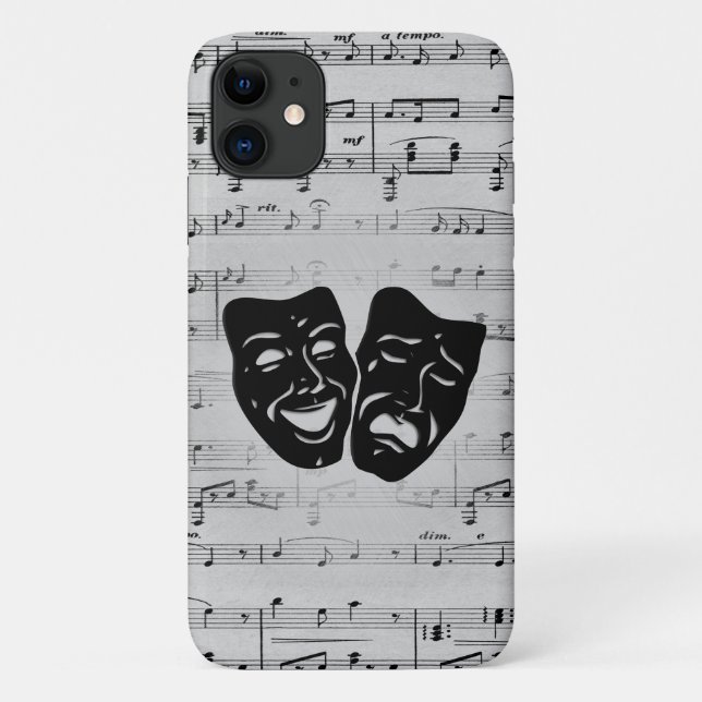 Silver Art Unites Theatre Masks Case-Mate iPhone Case (Back)