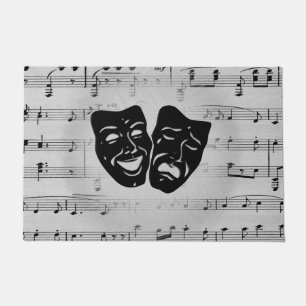 Silver Art Unites Theatre Masks Doormat