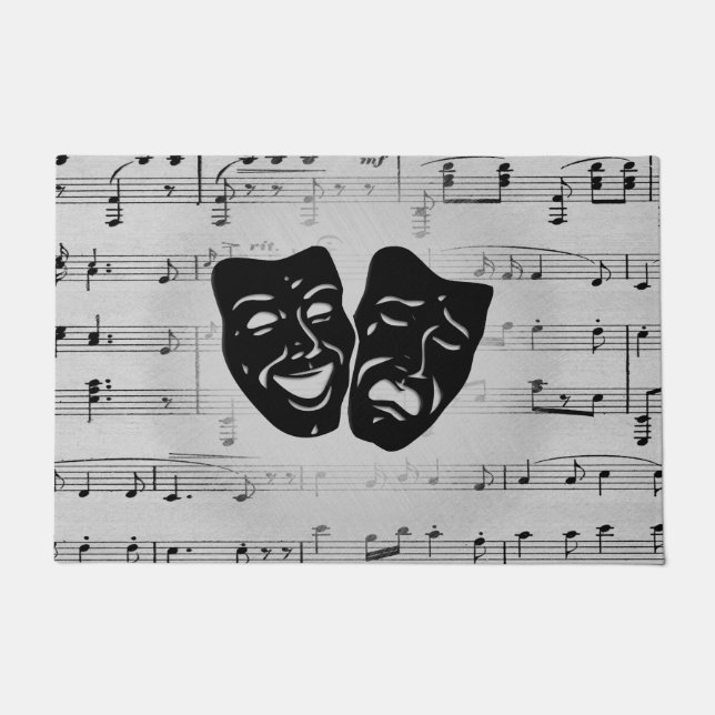 Silver Art Unites Theatre Masks Doormat (Front)