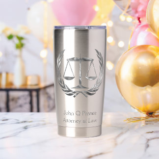 Silver Attorney Scales of Justice Custom Insulated Tumbler
