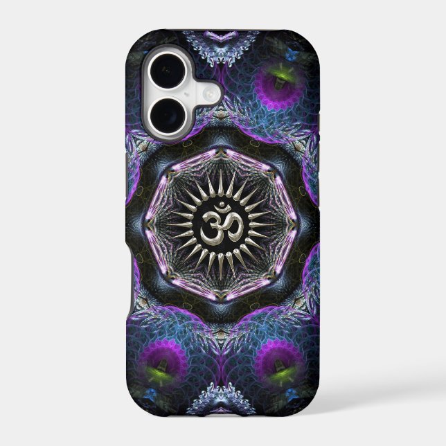 Silver Aum Hexagon Fantasy Fractals New-Age (Back)