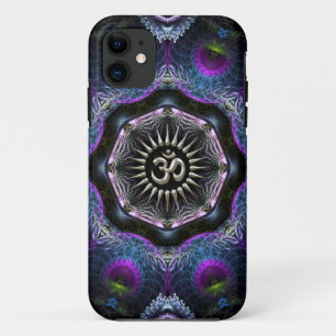Silver Aum Hexagon Fantasy Fractals New-Age iPhone 11 Case