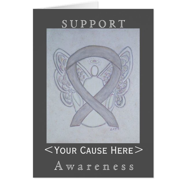Silver Awareness Ribbon Angel Customised Card (Front)