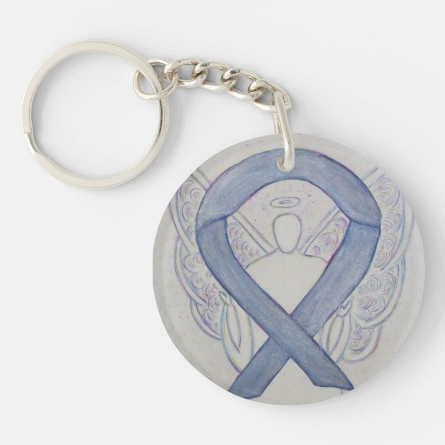 Silver Awareness Ribbon Angel Customised Key chain (Front)