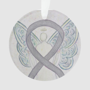 Silver Awareness Ribbon Angel Ornaments