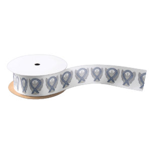 Silver Awareness Ribbon Angels Custom Design Satin Ribbon