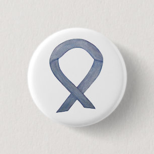 Silver Awareness Ribbon Custom Art Pin Buttons