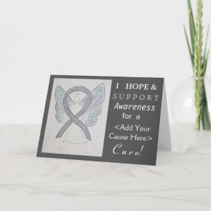 Silver Awareness Ribbon Custom Cause Angel Cards