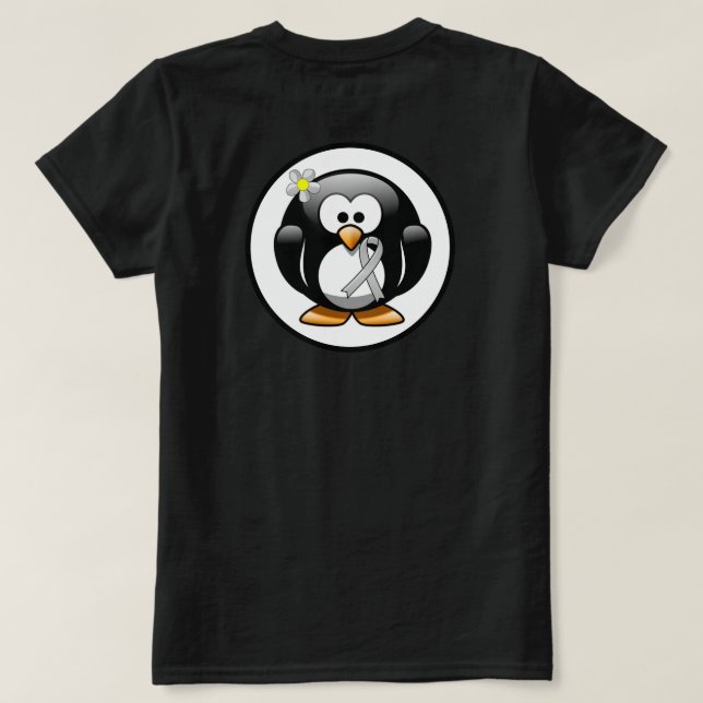 Silver Awareness Ribbon Penguin T-Shirt (Design Back)