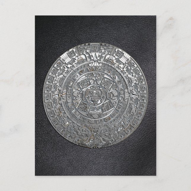 Silver Aztec Calendar Postcard (Front)