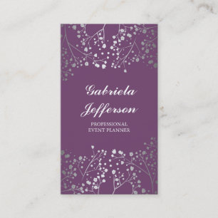 Silver Baby's Breath Amethyst Vintage Elegant Business Card
