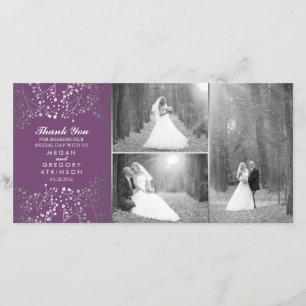 Silver Baby's Breath Wedding Photo Thank You Card