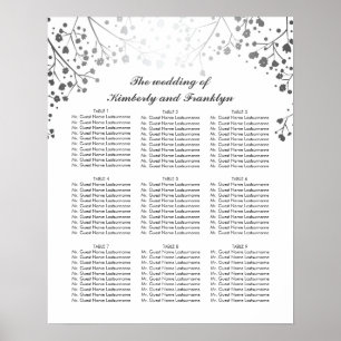 Silver Baby's Breath White Wedding Seating Chart