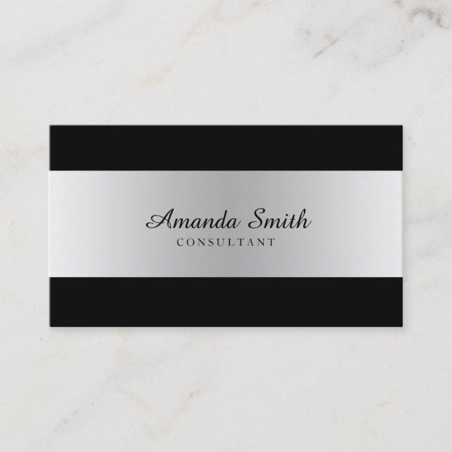 Silver Badge Simple Elegant Professional Business Card (Front)