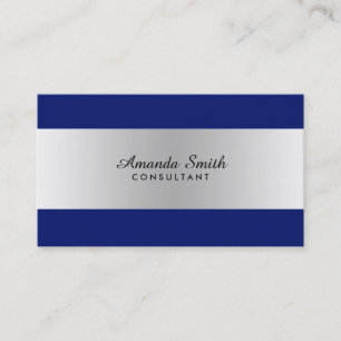 Silver Badge Simple Navy Blue Elegant Professional Business Card