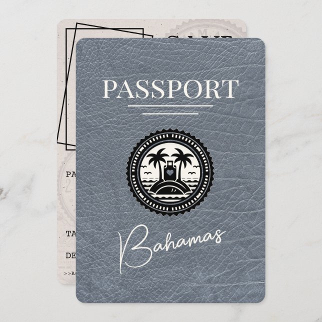 Silver Bahamas Passport Save The Date (Front/Back)
