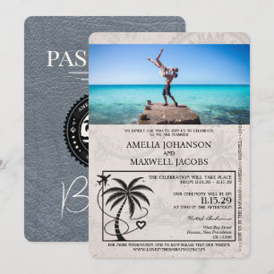 Silver Bahamas Passport Wedding Invitation