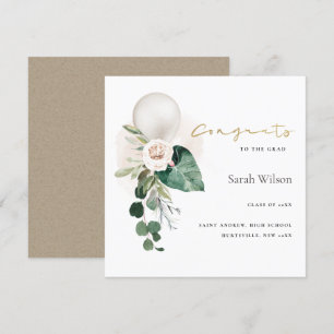 SILVER BALLOON FLORAL GRAD CONGRATS ANNOUNCEMENT