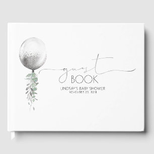 Silver Balloon Garland Baby Shower Guest Book
