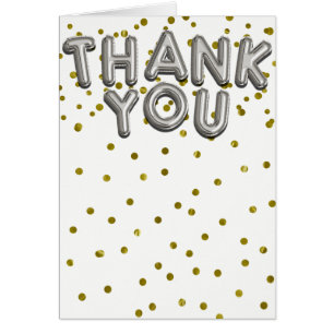 Silver Balloons Confetti Dot Modern Thank You Card