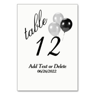 Silver Balloons Custom Text Table Number