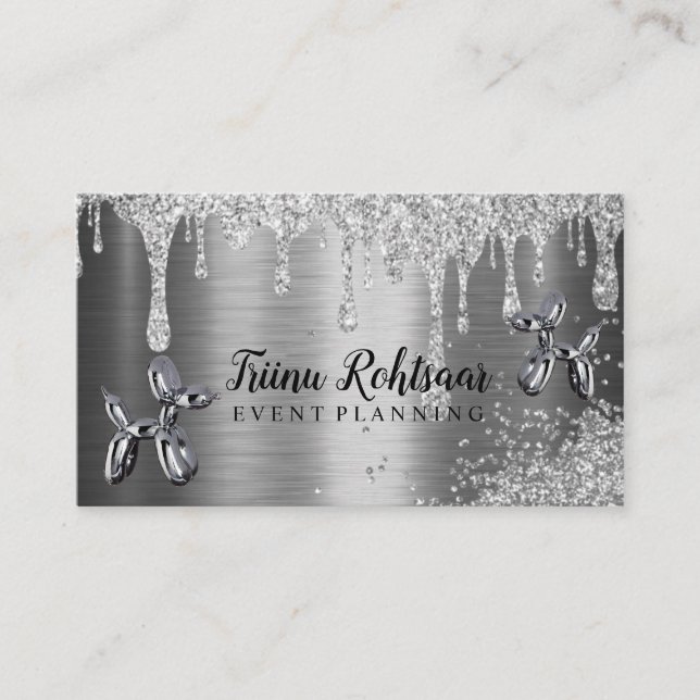 Silver Balloons Event Planning Business Card (Front)