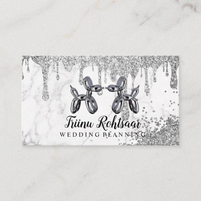 Silver Balloons Event Wedding Planning Business Ca Business Card (Front)